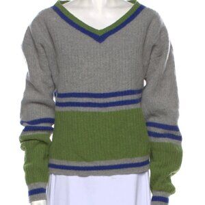 Danielle Guizio Striped V-Neck Sweater